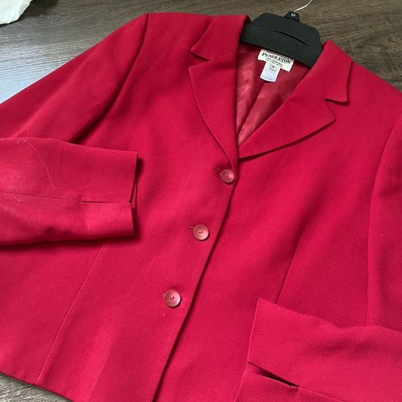 VTG red 14 Pendleton wool blazer buttons virgin - Picture 2 of 11